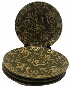 Gold Scroll by Noble Excellence Salad Plates Set Of 4 - Picture 1 of 7
