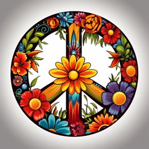 Calcomanía de vinilo para parachoques de ventana de vehículo portátil con letrero de paz de flores - Imagen 1 de 10