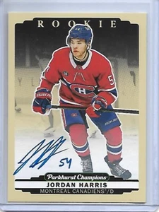 2022-23 PARKHURST CHAMPIONS JORDAN HARRIS AUTOGRAPHED ROOKIE HOCKEY CARD - Picture 1 of 1