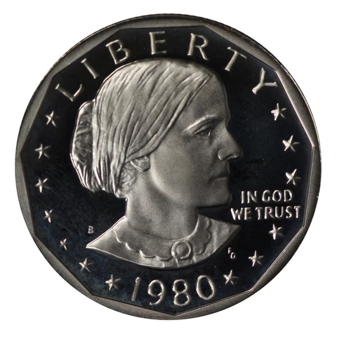 1980 S Susan B Anthony Proof Dollar Single Gem Deep Cameo CN-Clad Cover