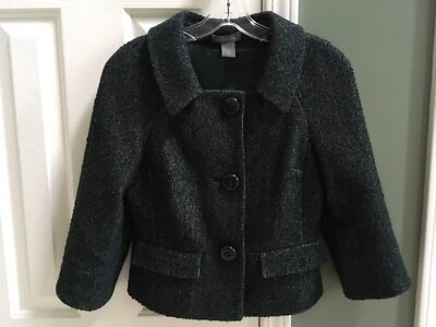 Ann Taylor темно-зеленый Jackie O куртка w 3/4 рукава - 0 - тонкий итальянский шерсти - Изображение 1 из 4