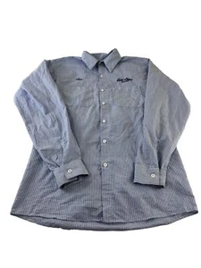 blue & white striped long sleeve shirt size medium - Picture 1 of 4