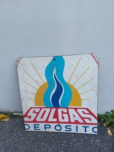 Insegna Vintage Deposito Solgas Gas Pubblicitaria - Foto 1 di 7