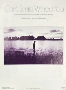 Can't Smile Without You Recorded By Barry Manilow on Arista Records Sheet Music - Picture 1 of 3