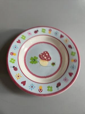 DIE SPIEGELBURG BY COPPENRATH AUS MELAMIN TELLER ROT BLAU WEISS PILZ MOTIV - Bild 1 von 4