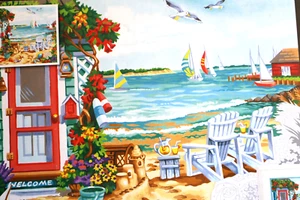 PAINT WORKS by DIMENSIONS Painting Kit "Summertime" 14" x 11", Boats, Beach, NEW - Picture 1 of 7