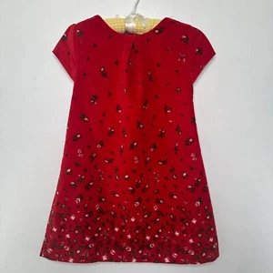 Vecchio abito da bambino formale blu navy floreale fiocco schiena rosso velluto vacanza taglia 5T - Foto 1 di 6