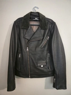 Байкерская куртка H&M Edition из телячьей кожи черная - Изображение 1 из 4