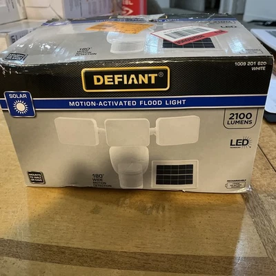 Defiant 180° White Motion Security Light Solar Outdoor Flood Light 2100 Lumens - Image 1 of 4