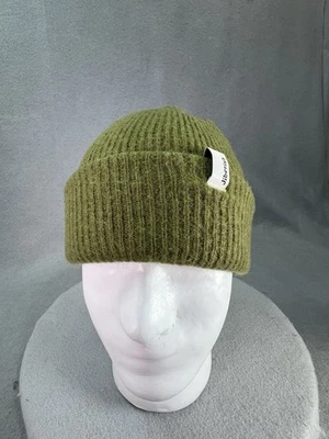 Gorro de lana jiberiana cachemir toque tobogán puños acanalados pescador oliva Foto 1 de 4