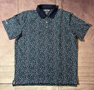 Bonobos Golf Polo Shirt Mens Large Blue Floral Standard Fit Performance - Image 1 of 4