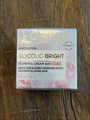 L'Oreal Paris Glycolic Bright Glowing Day Cream with SPF17 50 ml NEW Sealed - Image 1 of 3
