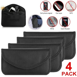 Paquete de 4 fundas protectoras de señal de radiación para teléfono celular Faraday Bag bloqueador billetera coche - Imagen 1 de 12
