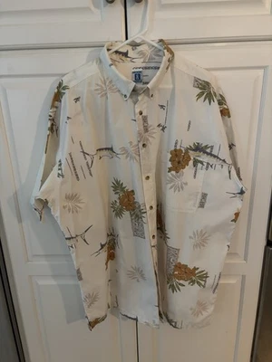 Hook Tackle Hawaiian Shirt Mens 2XL Floral Tropical Camp Beach * - Image 1 of 4