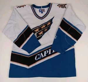 Camiseta deportiva vintage de los Washington Capitals Starter adulto grande blanca Eastern Conf - Imagen 1 de 18