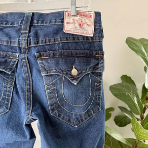 Men's TRUE RELIGION Vintage Ricky Flap Pocket Thick Stitch Jeans Size 33 34X31 - Picture 1 of 5