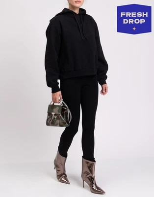 RRP €400 T By ALEXANDER WANG Hoodie Size M Black Logo Made in Portugal - Image 1 of 4