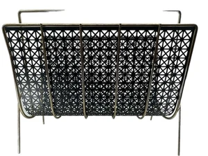 50er Mid Century Modern Messing & Schwarz Metall Zeitungsständer Atom Stern Muster - Bild 1 von 24