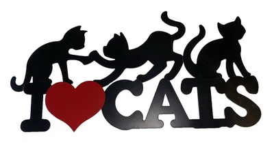 Decoración colgante de pared de metal negro “I LOVE CATS” Foto 1 de 4