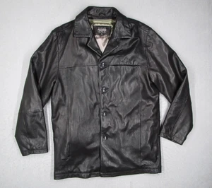 Wilsons Giacca Pelle Uomo Media Nera Pelle Studio Bottoni Fodera Zip Out - Foto 1 di 13