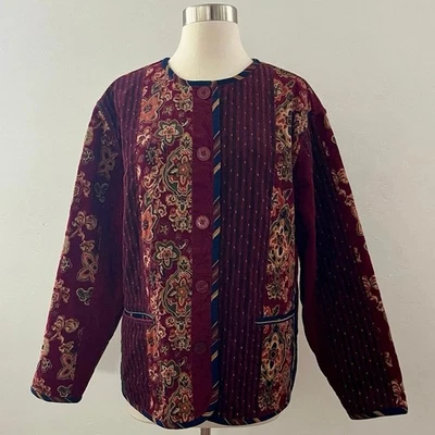 Vintage KOOS Of Course Quilted Coat Mixed Media Artsy Patchwork Colorful Size 1X - Image 1 of 4