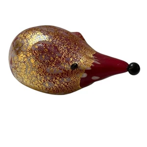 VETRO ARTISTICO MURANO Blown Glass Abstract Mouse Red With Crackled Gold - Picture 1 of 12