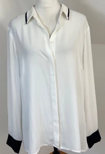 Blusa Lily Moss Talla XL Chifón Top Crema Blanco Negro Adornos Light Academia - Imagen 1 de 8
