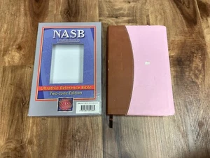 Acceptable NASB Ultrathin Reference Bible Brown/Pink Two Tone Leathertex Cover - Picture 1 of 5