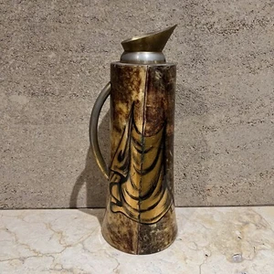 1950s Aldo Tura Pitcher Golden Bull Goatskin Brass Milan Italy - Picture 1 of 10
