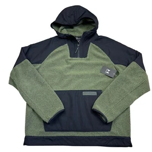 Under Armour Mens Mission Boucle Anorak 1/4 Zip Hoodie Jacket Size L Green Pouch - Picture 1 of 12