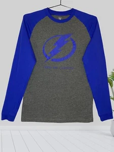 Men’s Officially licensed NHL Tampa Bay Lightning Shirt Gray Blue Size Medium - Picture 1 of 5
