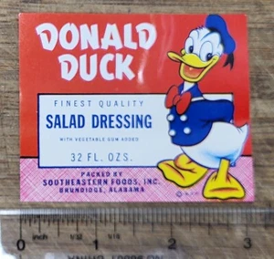 PUBLICITÉ étiquette Brundge Alabama Donald Duck vinaigrette à salade 32 oz - Photo 1 sur 1