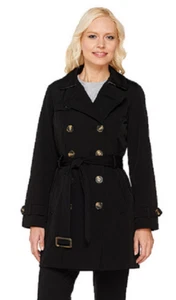 Liz Claiborne New York Double Breasted Trench Coat, Black, XL - Picture 1 of 1