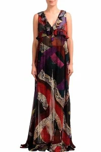 Just Cavalli Women's Multi-Color Sleeveless See Through Maxi Dress US S IT 40 - Picture 1 of 5