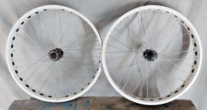 Shimano Deore M475 26" MTB Wheel Set Freehub 135/100 Disc Studded Tires Ships US - Picture 1 of 23