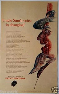 "¡La voz del Tío Sam está cambiando!" Página de inserción de periódico Decca Records 1945... - Imagen 1 de 2