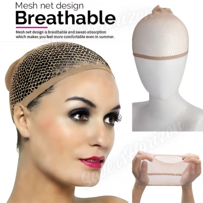 NUDE REAL HAIR ELASTIC WIG CAP FISHNET LINER WEAVING MESH STOCKING SLEEP NET - Image 1 of 4