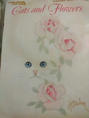 Leisure Arts Leaflet 349 Cats and Flowers Counted Cross Stitch by B. Harrison  - Image 1 of 4