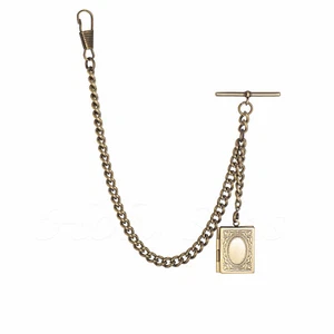 Brand New Bronze Single Albert Pocket Watch Fob Chain With Locket Pendant - Picture 1 of 8