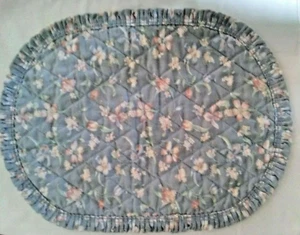 Oval Handmade Cotton Dresser Cloth Centerpiece Decoration Place Mat Blue Floral - Bild 1 von 4