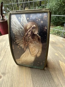 Enesco Via Vermont trinket box, 1997 Thomas Cathey angel brass glass box - Picture 1 of 7
