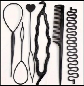 Hair Braiding Tools Hair French Braid Tool Styling Accessories Bun Maker 6Pcs - Picture 1 of 18