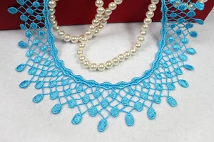 Hermosala 1.75" Wide - TurquoiGray Green Red Lilac Venice Lace Trim - Picture 1 of 11