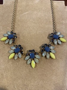 J. Crew green & blue marquis & Round rhinestone sparkling statement Bib necklace - Picture 1 of 4