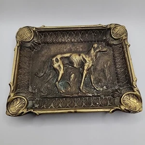 FRANCE, ART NOUVEAU BRONZE ASHTRAY  COURSING RACING DOG GREYHOUND WHIPPET - Picture 1 of 3