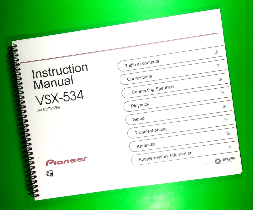 Owners Manual For Pioneer VSX-534 AV Receiver, 99 Pgs W/Clear Covers! - Image 1 of 1