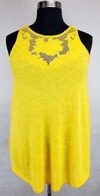 PRETTY ADDITION ELLE WOMEN'S YELLOW EMBROIDERED SLEEVELESS TANK TOP PLUS Sz 1X - Image 1 of 4