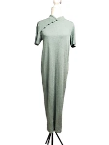 Vintage French Rags Size 1/Small Teal Rayon Knit Sleeveless Maxi Dress - Picture 1 of 18