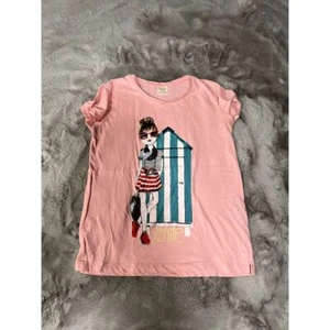 Zara Collection Girls Shirt Pink Size 9/10 Short Sleeves With Anime Design - Picture 1 of 18