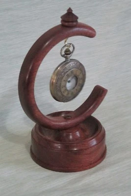 WOODEN POCKET WATCH GLOBE STAND IN MAHOGANY HARDWOOD HANGER DISPLAY WOOD HOLDER  - Image 1 of 4